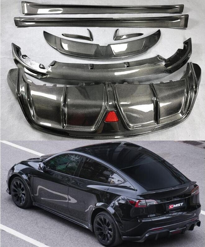 For Tesla Model Y 2020-2021 Front Bumper Lip Spoiler New Carbon